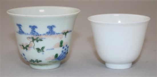 A Chinese wucai cup and another Chinese cup